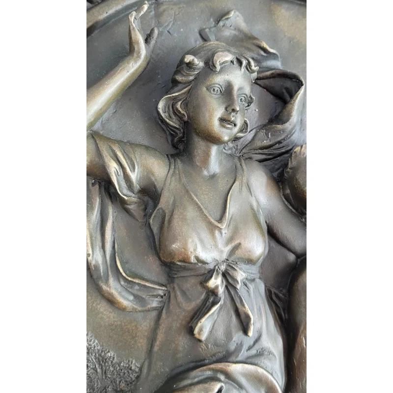 Bloomsbury Market Hanging Wall Relief Bronze Sculpture Art French Italian Antique Vintage Style 17 Inches X 13 Inches