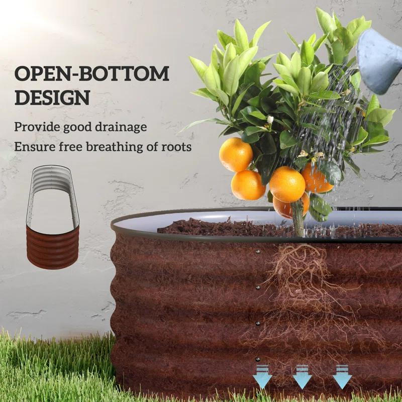 Arlmont & Co. Galvanized Raised Garden Bed Kit, Outdoor Metal Elevated Planter Box with Safety Edging, Easy DIY Stock Tank