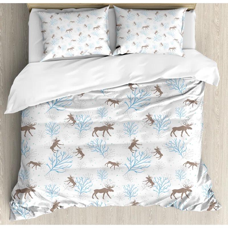 Ambesonne Moose Modern & Contemporary Duvet Cover Set