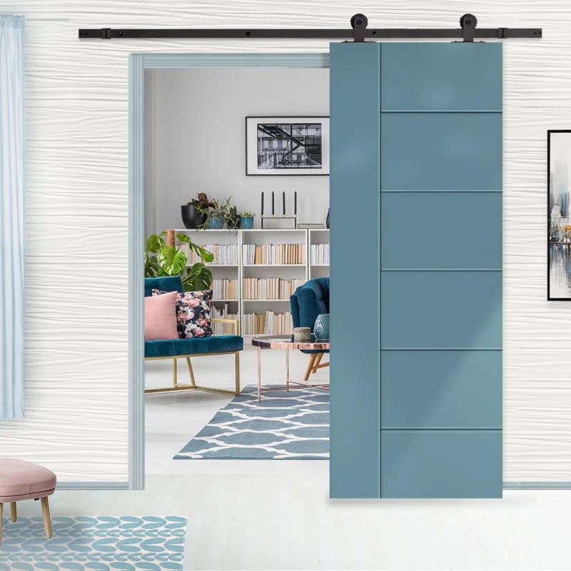 Calhome Paneled Manufactured Wood Painted Barn Door