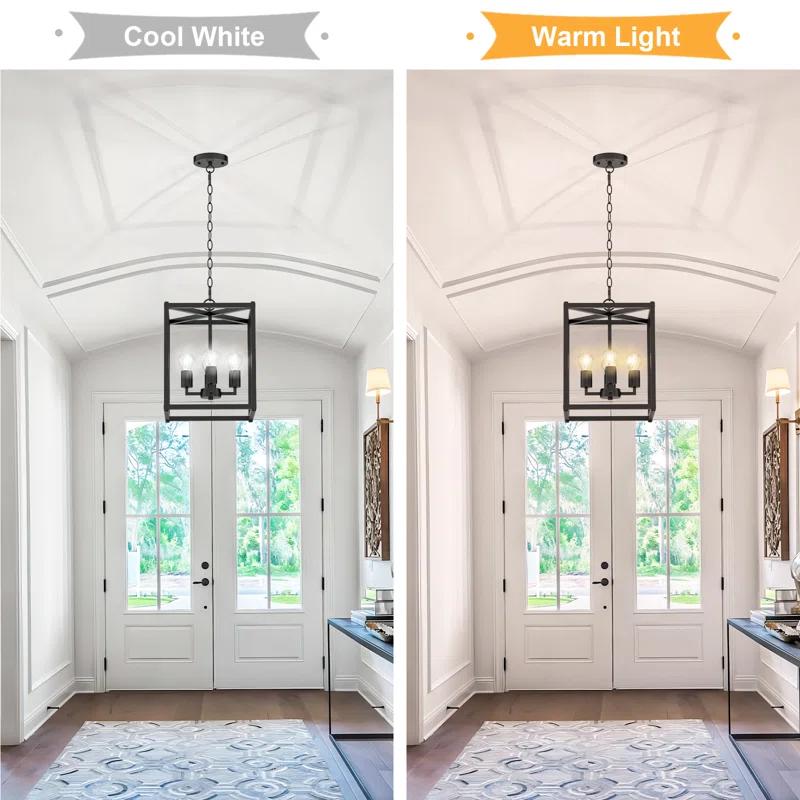 17 Stories Keya 4 - Light Iron Dimmable Lantern Geometric Chandelier