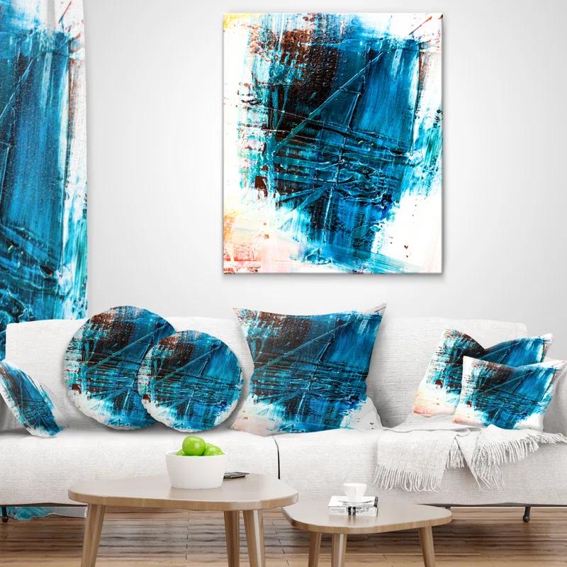 Design Art Abstract Blue Structure Art - Abstract Printed Throw Pillow