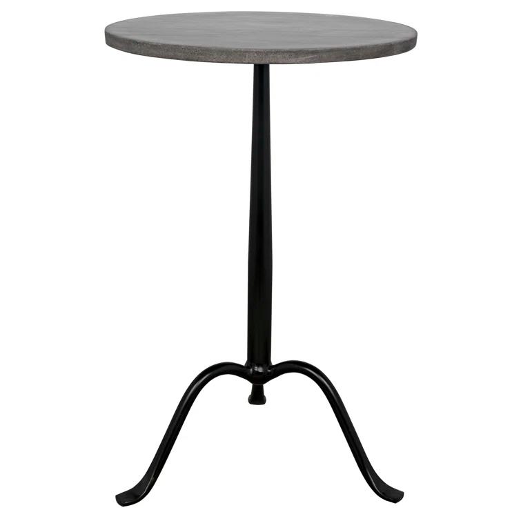 Alfano Round Side Table - Black and Gray Marble
