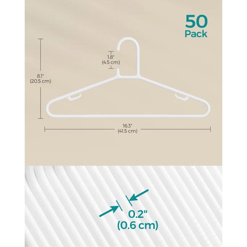 Rebrilliant 50-Pack Slim PP Plastic Hangers | Space-Saving, Non-Slip Design For Shirts And Scarves