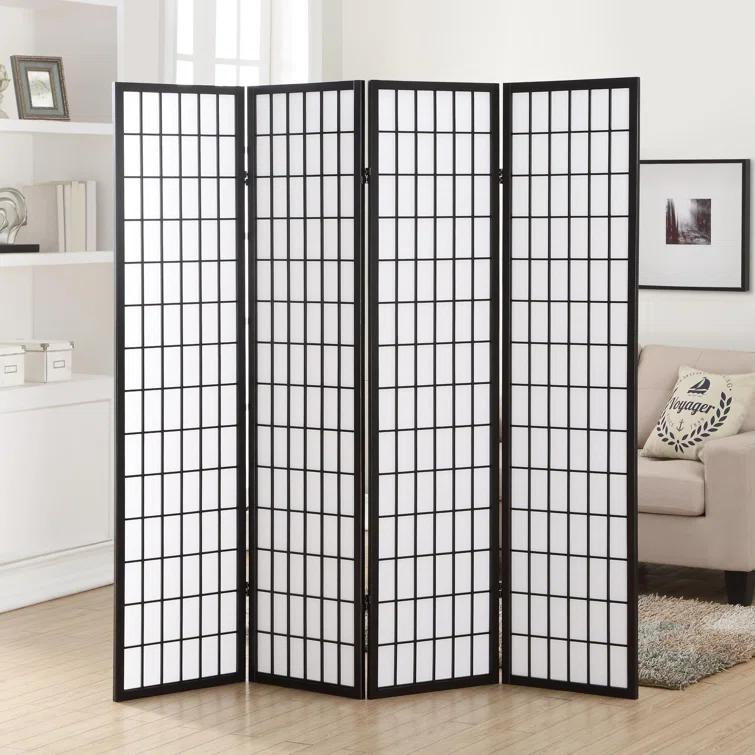 Red Lantern 4 ft. Short Window Pane Shoji Screen - Honey - 4 Panels
