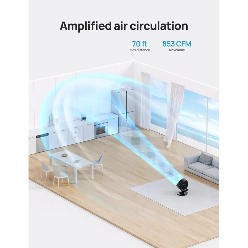 BEACHWATER POOL & SPA, LLC Table Fan For Bedroom, 13-Inch Oscillating Air Circulator Fan, 120° Tilt Adjustment, 28Db Ultra-Quiet, 70Ft Powerful Airflow, 4 Speeds Desk Fans With Remote For Whole Room, Home, Office