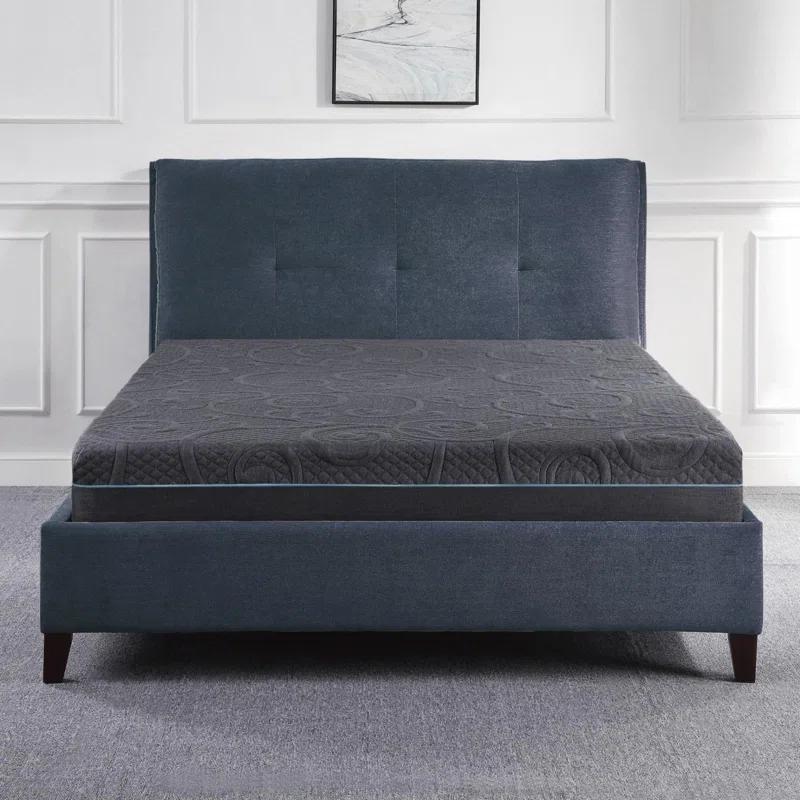 8" Queen Size Bed Mattress Gel-Infused Memory Foam Hybrid Mattress, Dark Gray, Mattress in a Box, Firm Comfort Mattress