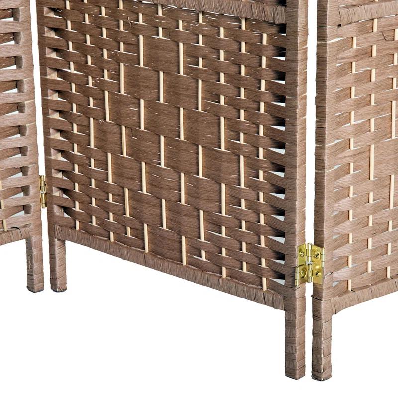 Gracie Oaks 6' Tall Wicker Weave 3 Panel Room Divider Privacy Screen