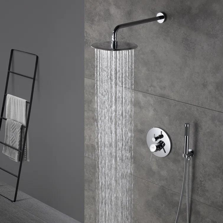 Pressure-Balanced Complete Shower System with 10-Inch Rain Shower Head, Handheld, Rough-in Valve