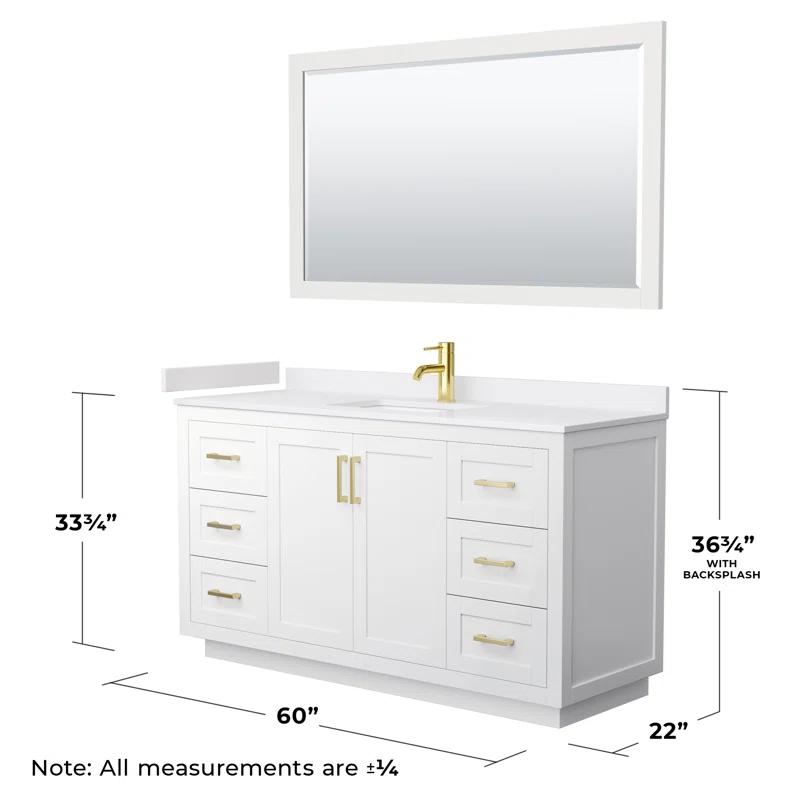 Wyndham Collection Miranda 60" Freestanding Single Bathroom Vanity with Cultured Marble Top with 58" Mirror