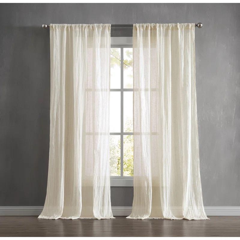 Solid Semi-Sheer Curtain Panels (Set of 2)