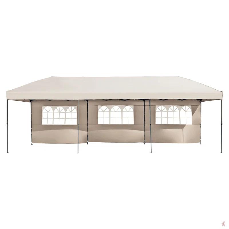 GROUPES 10X30 Pop Up Canopy With Sidewalls, Heavy Duty Outdoor Party Tent With Wheeled Bag, For Patio,Wedding, Backyard