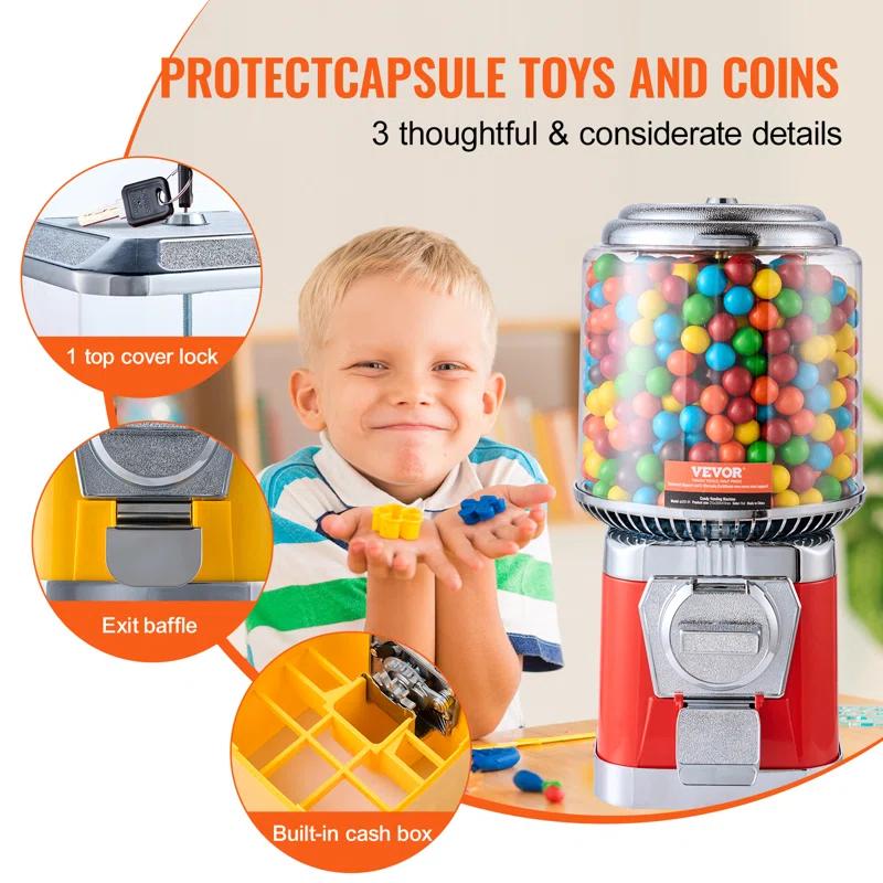 Stellweilan Tessberg 16"H Gumball Machine Vending Coin Bank Vintage Candy Dispenser PC Red