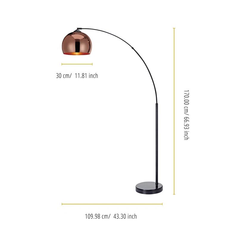 Wrought Studio™ Perlis 66.93" Arc Floor Lamp with Solid Marble Base