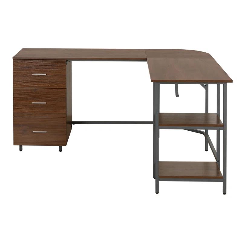17 Stories Techni Mobili L-Shape Home Office Two-Tone Desk With Storage