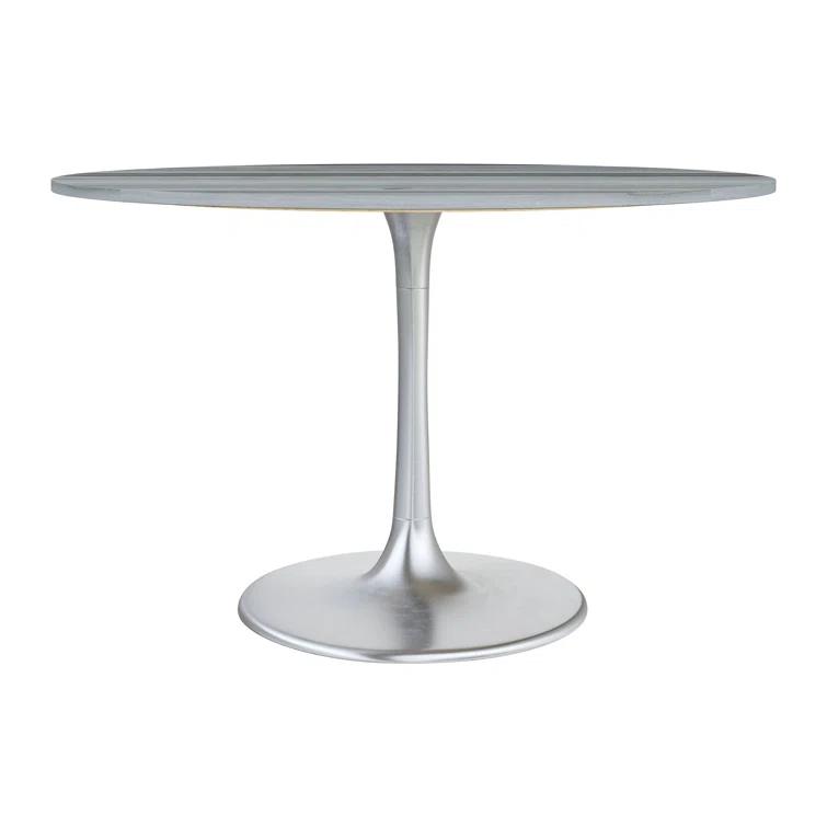 Zuo Hospitality Round Marble Top Metal Base Dining Table