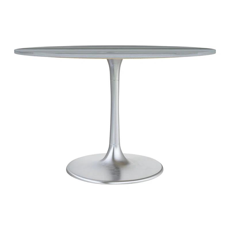 Zuo Hospitality Round Marble Top Metal Base Dining Table
