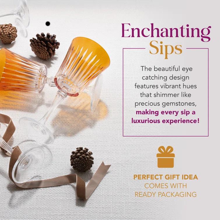 Barski Colored Wine Glasses - Set of 6 Wine Goblets - Glassware - Water Goblets - 7.5 oz (Set of 6)