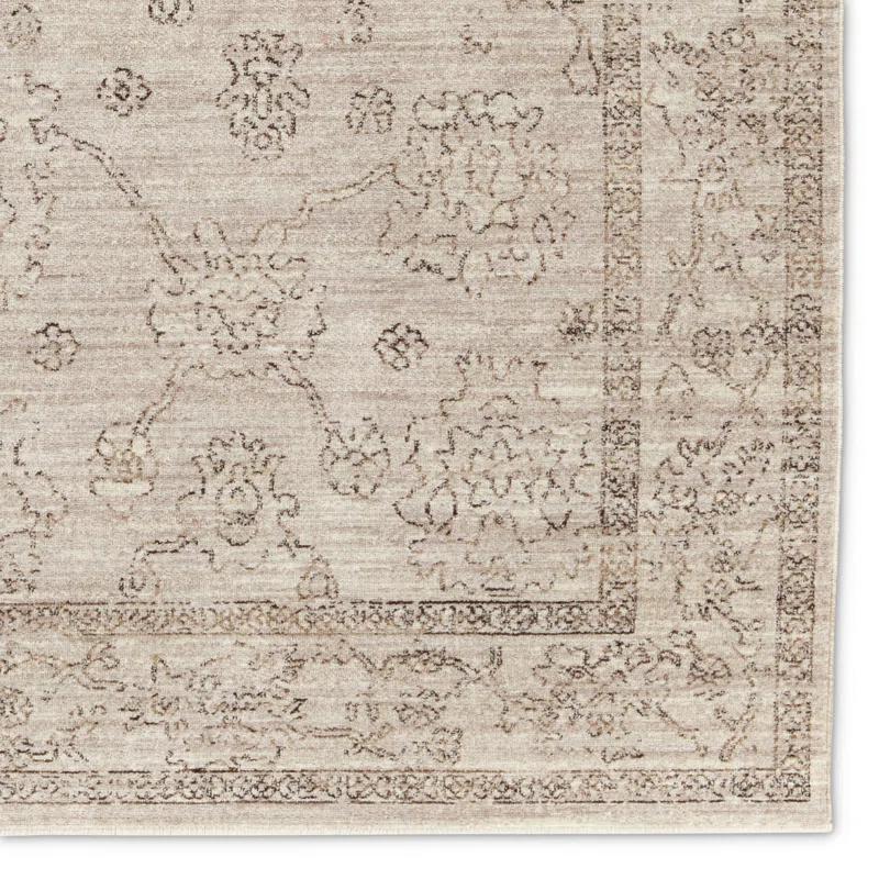 Bungalow Rose Floral Machine Woven Polyester Area Rug in Beige/Brown