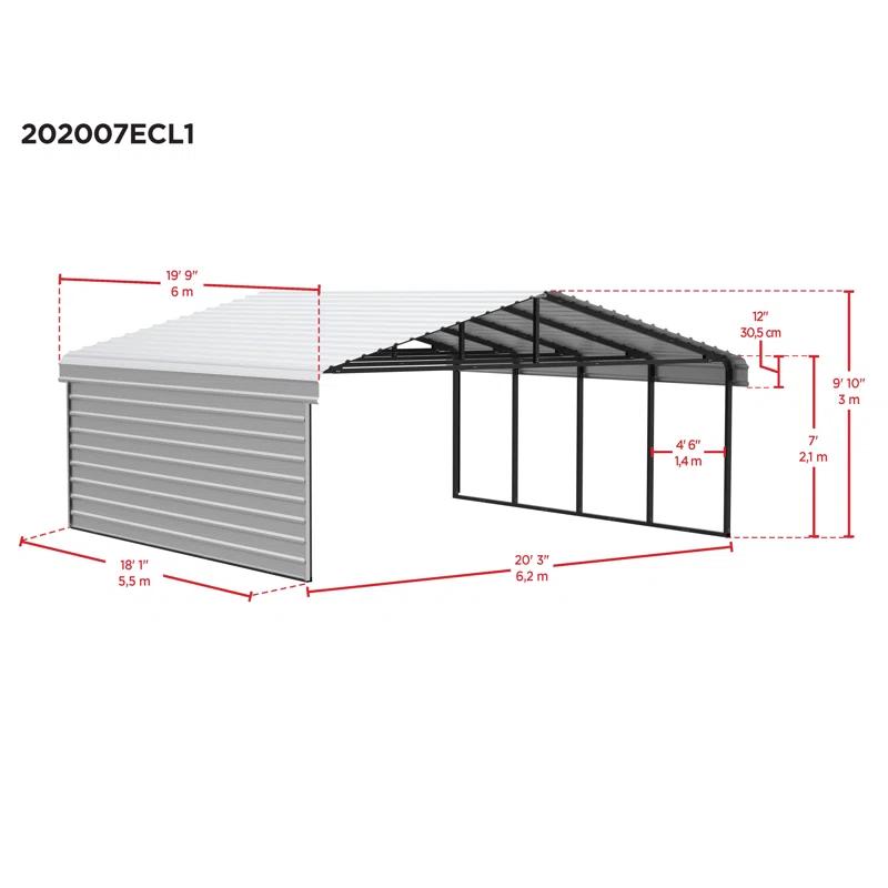 Arrow 20 x 20 ft Carport with 1-sided Enclosure