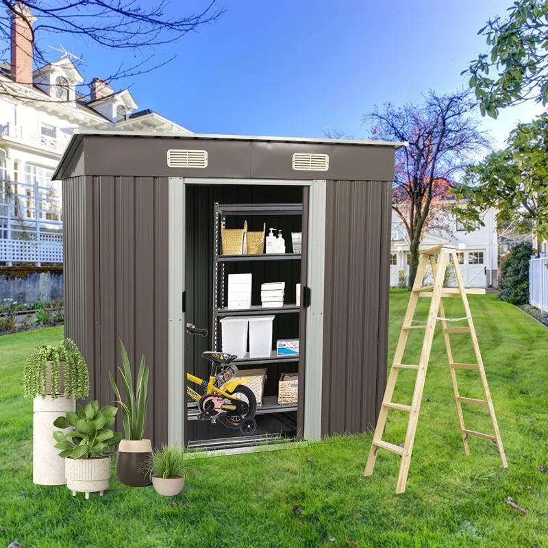 GZMWON 6Ft X 4Ft Outdoor Metal Storage Shed