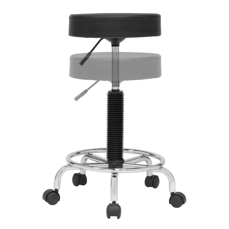 Inbox Zero Courville Adjustable Height Industrial Stool with Footring Wheels
