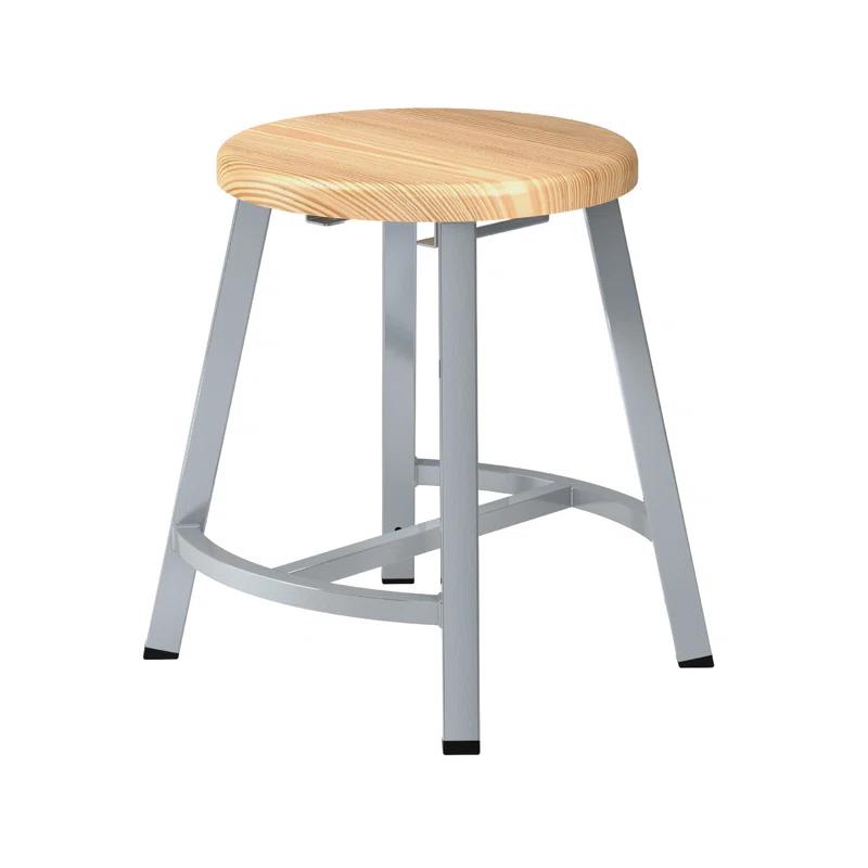 National Public Seating Fixed Height Industrial/Shop Stool, Butcher Block Seat