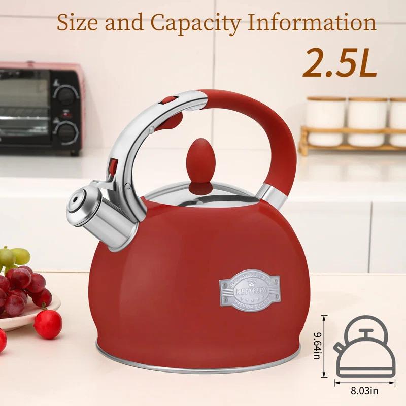 LUXESIT 2.64 Quarts Stainless Steel Whistling Stovetop Tea Kettle