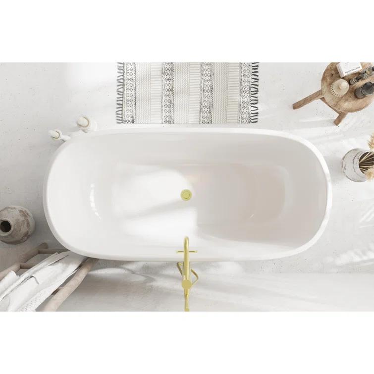 Elegant Kitchen and Bath Elegant Kitchen and Bath 59 Inch Soaking Bathtub with Polished White Trim BT10259GW-BGD