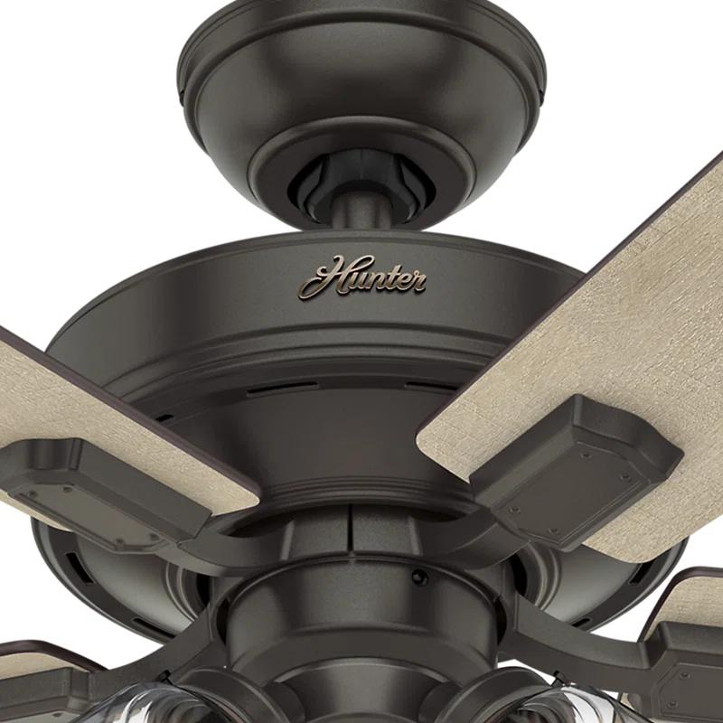 Hunter Fan 52" Crestfield 5 - Blade Modern Farmhouse Indoor Ceiling Fan with Light and Pull Chains
