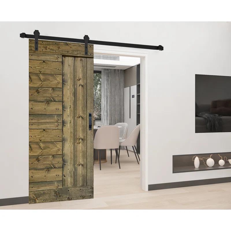 IsLife L Series Paneled Solid Wood Sliding Barn Door with Installation Hardware Kit -Assembly Needed