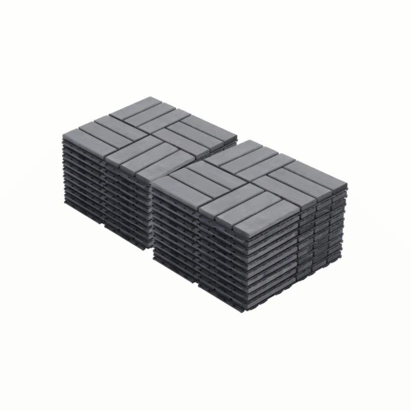 Go Peak Track 20 PCS Interlocking Deck Tiles Checker Pattern, 12" X 12" Square Light Gray Acacia Hardwood Outdoor Flooring For Patio, Bancony, Pool Side,...