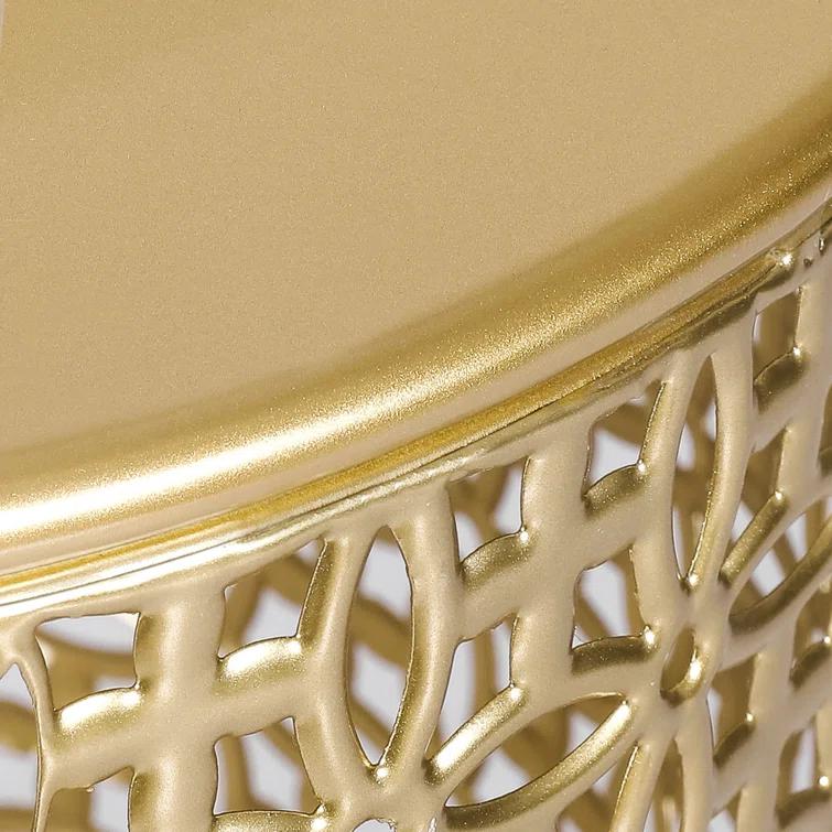 Rosdorf Park Arvil Golden Round Metal End Table(set of 2)