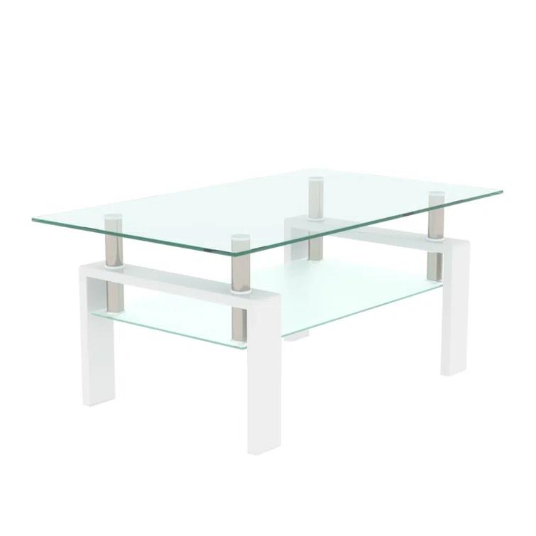 Lipoton Glass Coffee Table Glass Top Coffee Table Glass Living Room Table Rectangle Glass Coffee Table