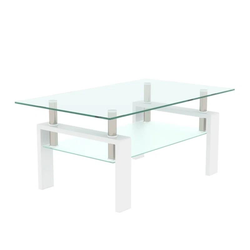 Lipoton Glass Coffee Table Glass Top Coffee Table Glass Living Room Table Rectangle Glass Coffee Table