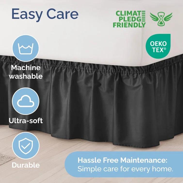 CGK Linens Ruffled Elastic Wrap Around Tailored Bed Skirt