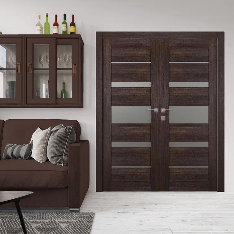Belldinni Avon 07-02 Solid Manufactured Wood and Glass Paneled Prefinished Standard Double Door
