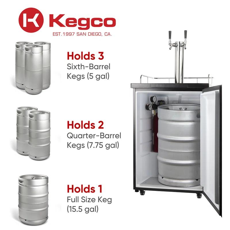 Kegco Kegco 5.6 Cubic Feet Dual Tap Freestanding Kegerator with Adjustable Temperature