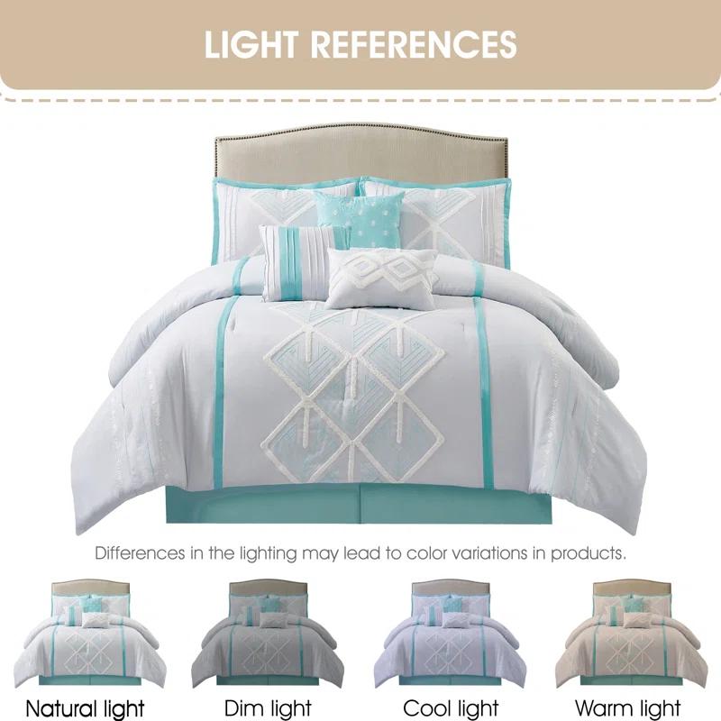 Nanshing America, Inc Vernice 7 Piece Geometric Comforter Set