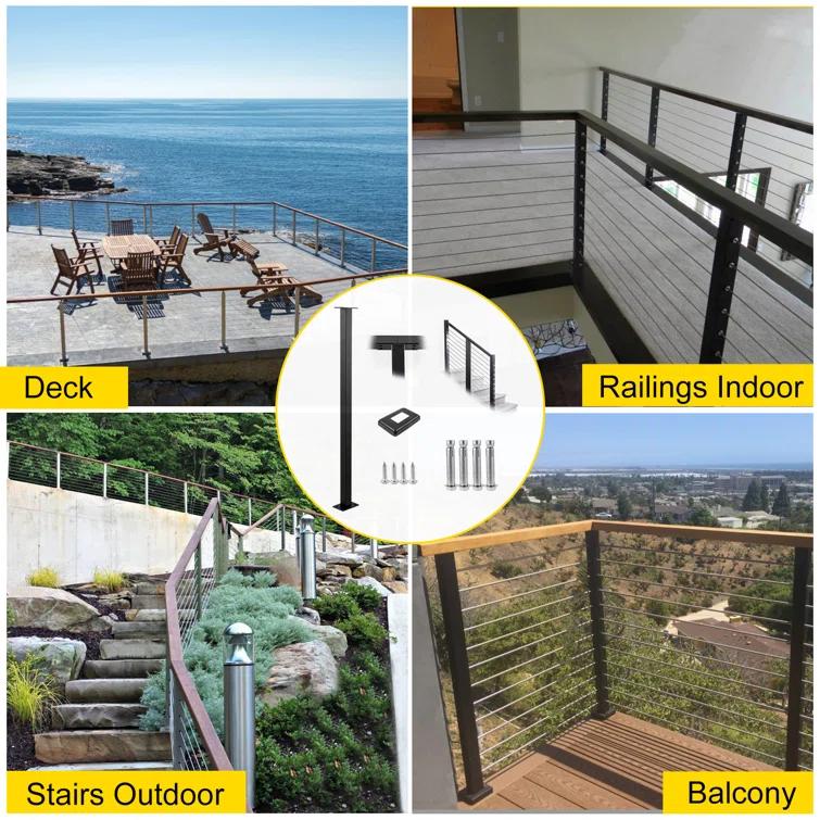 VEVOR VEVOR 36" H Cable Railing Post WITHOUT Predrilled Holes