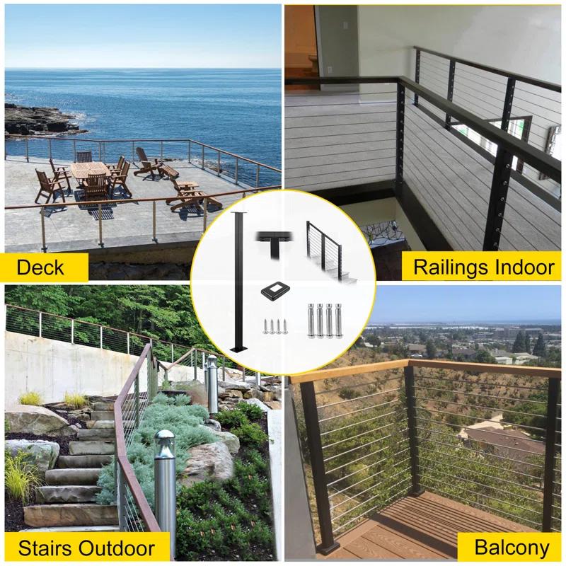 VEVOR VEVOR 36" H Cable Railing Post WITHOUT Predrilled Holes