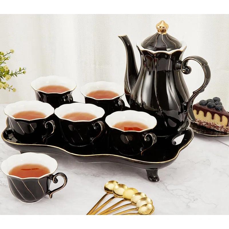 Ameriwood 14 pcs Tea Set of 6 with Tea Tray & Spoons