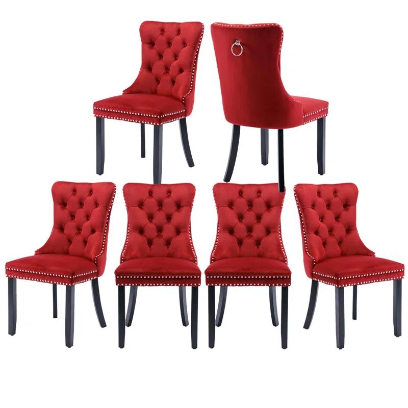Rosdorf Park High-end Tufted Velvet Upholstered Nailhead Dining Chair