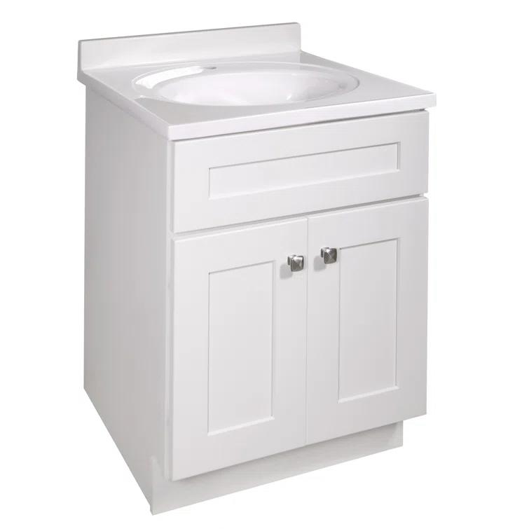 Design House Brookings 25 Inch Bathroom Vanity with Cultured Marble Top, Assembled, Sherwin Williams® Gray – Design House, 215541