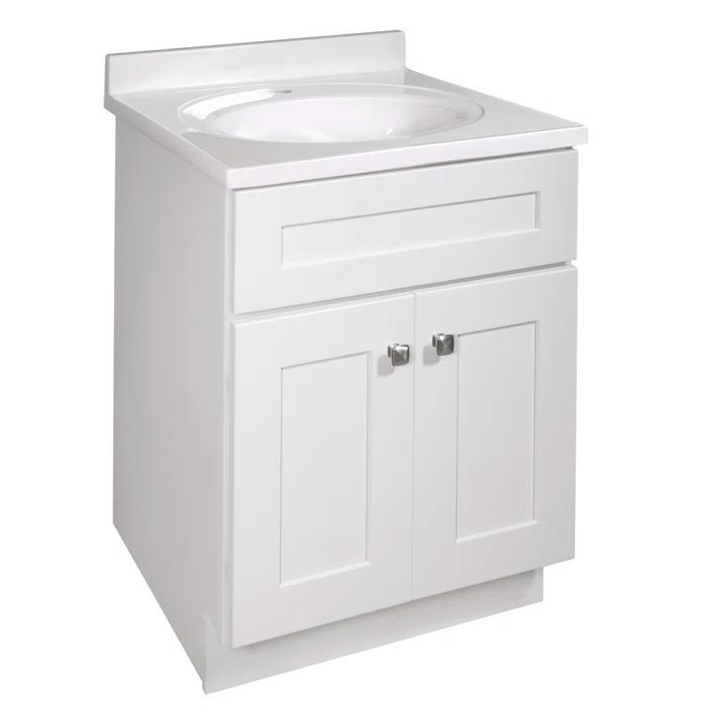 Design House Brookings 25 Inch Bathroom Vanity with Cultured Marble Top, Assembled, Sherwin Williams® Gray – Design House, 215541