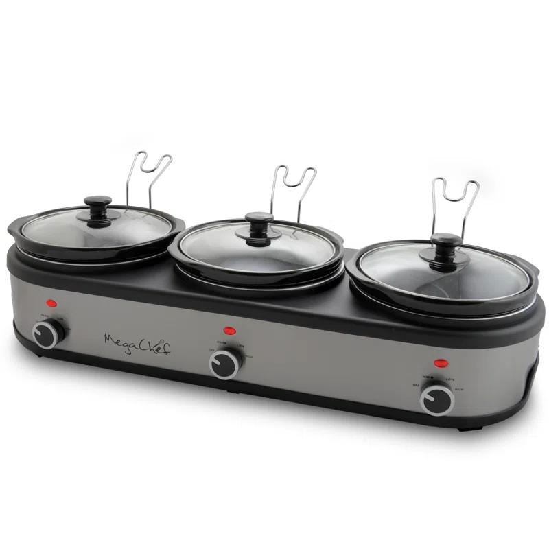 Mega Chef Mega Chef 2.5 Qt. Triple Slow Cooker and Buffet Server