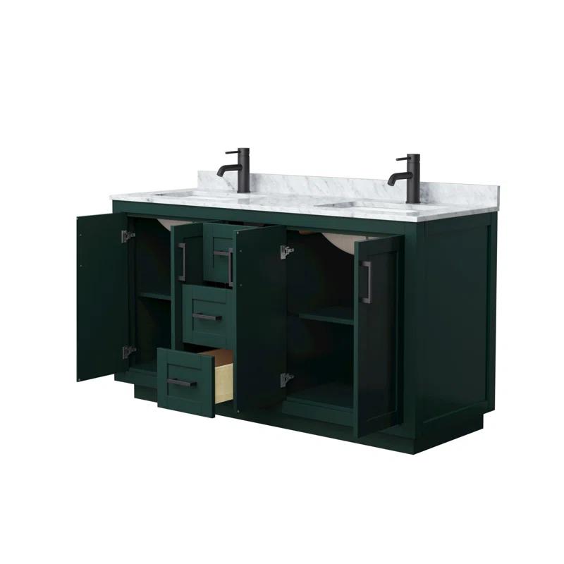 Wyndham Collection Miranda 60" Freestanding Double Bathroom Vanity with Marble Top
