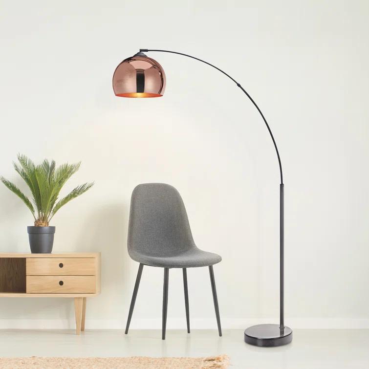 Wrought Studio™ Perlis 66.93" Arc Floor Lamp with Solid Marble Base