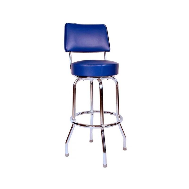 Retro Home Single Ring Upholstered Swivel Bar & Counter Stool with Back