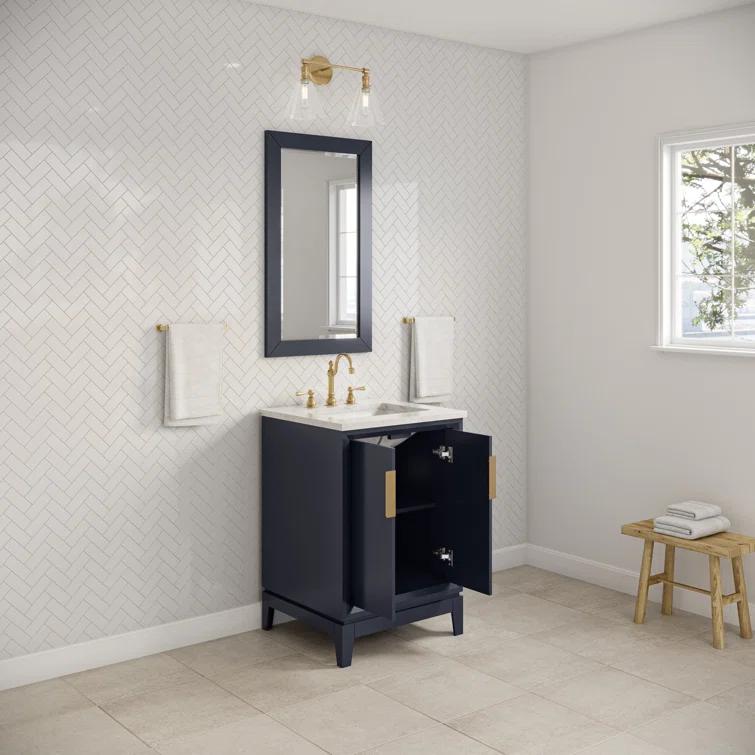 Elizabeth Collection 24 in. Bath Vanity in Monarch Blue With Vanity Top in Carrara White Marble - Vanity Only